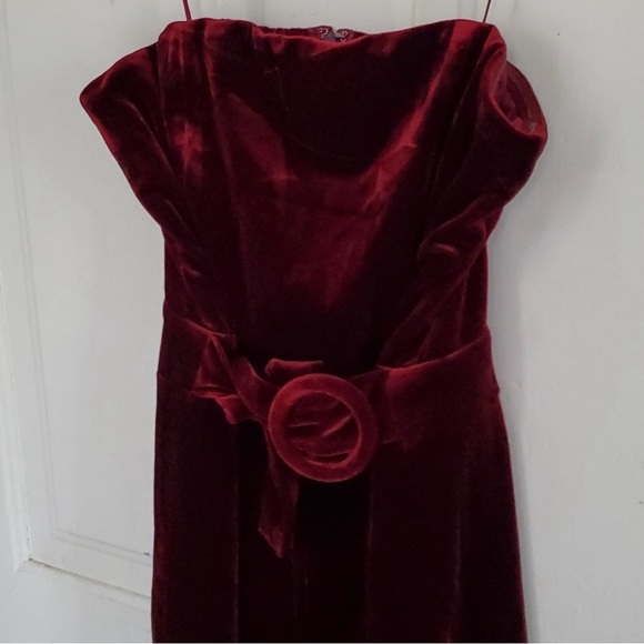 Red Velvet Strapless Jumpsuit by Sugarlips - Picture 3 of 3